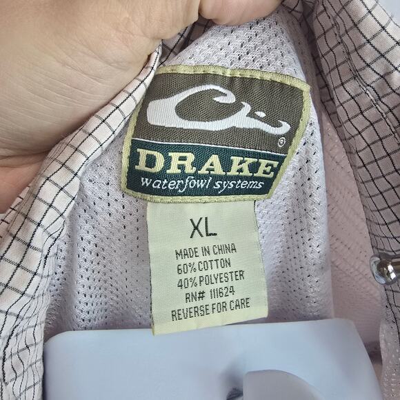 Drake Waterfowl Systems Fishing Shirt Button Down Short Sleeve Pink Plaid XL - Picture 7 of 7
